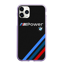 Чехол iPhone 11 Pro матовый BMW POWER CARBON, цвет: 3D-светло-сиреневый