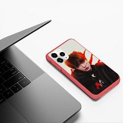 Чехол iPhone 11 Pro матовый BTS, цвет: 3D-красный — фото 2