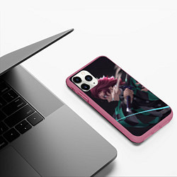 Чехол iPhone 11 Pro матовый KIMETSU NO YAIBA, цвет: 3D-малиновый — фото 2