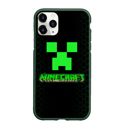 Чехол iPhone 11 Pro матовый Minecraft, цвет: 3D-темно-зеленый