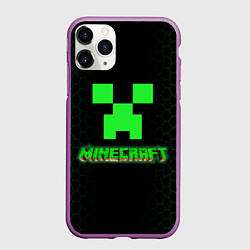 Чехол iPhone 11 Pro матовый Minecraft, цвет: 3D-фиолетовый