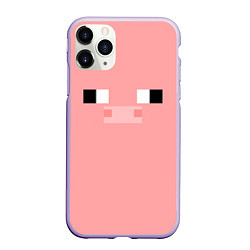 Чехол iPhone 11 Pro матовый Minecraft Pig, цвет: 3D-светло-сиреневый