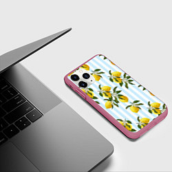 Чехол iPhone 11 Pro матовый Лимоны, цвет: 3D-малиновый — фото 2