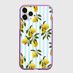Чехол iPhone 11 Pro матовый Лимоны, цвет: 3D-фиолетовый