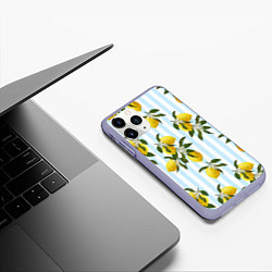 Чехол iPhone 11 Pro матовый Лимоны, цвет: 3D-светло-сиреневый — фото 2