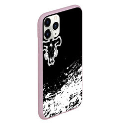 Чехол iPhone 11 Pro матовый Черный Клевер Черный Бык 6, цвет: 3D-розовый — фото 2