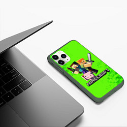 Чехол iPhone 11 Pro матовый MINECRAFT, цвет: 3D-темно-зеленый — фото 2