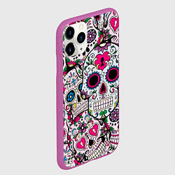 Чехол iPhone 11 Pro матовый Весёлые черепа, цвет: 3D-фиолетовый — фото 2