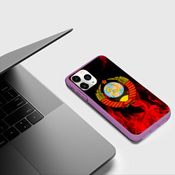 Чехол iPhone 11 Pro матовый СССР, цвет: 3D-фиолетовый — фото 2