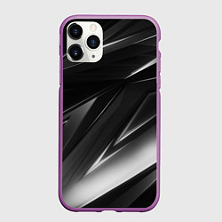 Чехол iPhone 11 Pro матовый GEOMETRY STRIPES BLACK & WHITE, цвет: 3D-фиолетовый