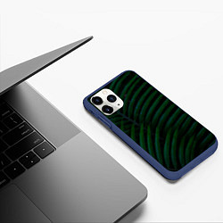 Чехол iPhone 11 Pro матовый Пальмовые листья, цвет: 3D-тёмно-синий — фото 2