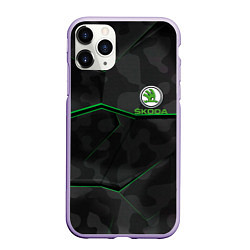 Чехол iPhone 11 Pro матовый SKODA, цвет: 3D-светло-сиреневый