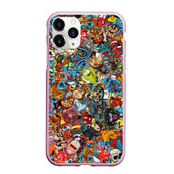 Чехол iPhone 11 Pro матовый Стикеры, цвет: 3D-розовый