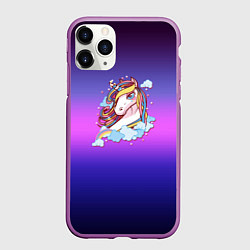 Чехол iPhone 11 Pro матовый Единорог, цвет: 3D-фиолетовый