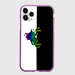 Чехол iPhone 11 Pro матовый Лягуха, цвет: 3D-фиолетовый