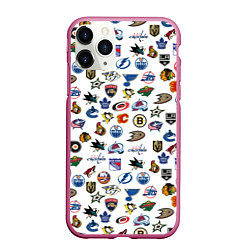 Чехол iPhone 11 Pro матовый NHL PATTERN Z, цвет: 3D-малиновый