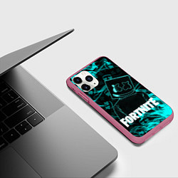 Чехол iPhone 11 Pro матовый Fortnite Marshmello, цвет: 3D-малиновый — фото 2