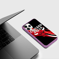 Чехол iPhone 11 Pro матовый CHICAGO BULLS, цвет: 3D-фиолетовый — фото 2