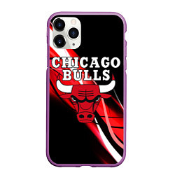 Чехол iPhone 11 Pro матовый CHICAGO BULLS, цвет: 3D-фиолетовый