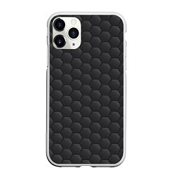Чехол iPhone 11 Pro матовый Чёрная броня, цвет: 3D-белый