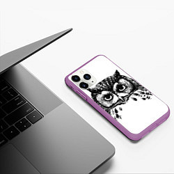 Чехол iPhone 11 Pro матовый Сова, цвет: 3D-фиолетовый — фото 2
