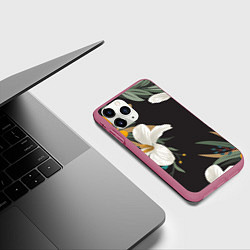 Чехол iPhone 11 Pro матовый Цветочный арт, цвет: 3D-малиновый — фото 2