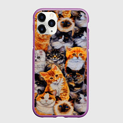 Чехол iPhone 11 Pro матовый КОТЯТКИ, цвет: 3D-фиолетовый
