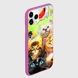 Чехол iPhone 11 Pro матовый КОТЫ, цвет: 3D-фиолетовый — фото 2