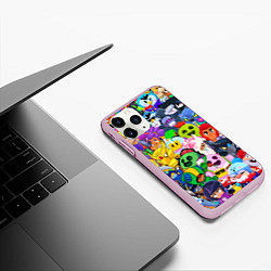 Чехол iPhone 11 Pro матовый BRAWL STARS ВСЕ БРАВЛЕРЫ, цвет: 3D-розовый — фото 2