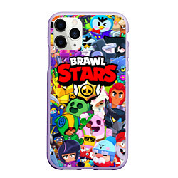 Чехол iPhone 11 Pro матовый BRAWL STARS ВСЕ БРАВЛЕРЫ, цвет: 3D-светло-сиреневый