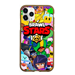 Чехол iPhone 11 Pro матовый BRAWL STARS ВСЕ БРАВЛЕРЫ, цвет: 3D-коричневый