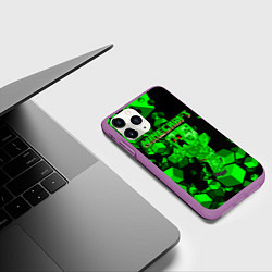 Чехол iPhone 11 Pro матовый Minecraft, цвет: 3D-фиолетовый — фото 2