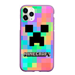 Чехол iPhone 11 Pro матовый Minecraft, цвет: 3D-фиолетовый