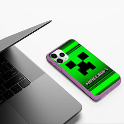 Чехол iPhone 11 Pro матовый Minecraft, цвет: 3D-фиолетовый — фото 2