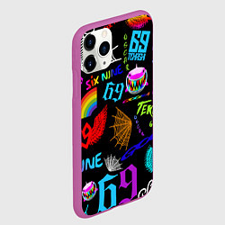 Чехол iPhone 11 Pro матовый 6IX9INE, цвет: 3D-фиолетовый — фото 2