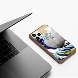 Чехол iPhone 11 Pro матовый The great wave off kanagawa, цвет: 3D-коричневый — фото 2