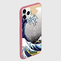 Чехол iPhone 11 Pro матовый The great wave off kanagawa, цвет: 3D-малиновый — фото 2