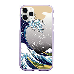 Чехол iPhone 11 Pro матовый The great wave off kanagawa, цвет: 3D-светло-сиреневый