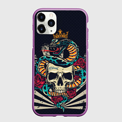 Чехол iPhone 11 Pro матовый Змея с короной на черепе, цвет: 3D-фиолетовый