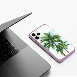 Чехол iPhone 11 Pro матовый Пальмы над головой, цвет: 3D-сиреневый — фото 2