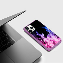 Чехол iPhone 11 Pro матовый НЕОНОВЫЙ ОГОНЬ, цвет: 3D-фиолетовый — фото 2