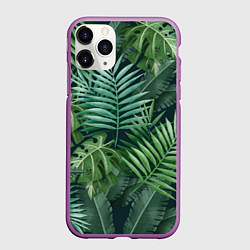Чехол iPhone 11 Pro матовый Тропики, цвет: 3D-фиолетовый
