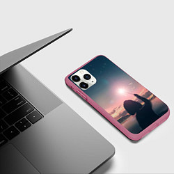 Чехол iPhone 11 Pro матовый Девушка свечение волшебство, цвет: 3D-малиновый — фото 2