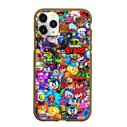 Чехол iPhone 11 Pro матовый BRAWL STARS ВСЕ ПЕРСОНАЖИ, цвет: 3D-коричневый