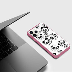 Чехол iPhone 11 Pro матовый Панды, цвет: 3D-малиновый — фото 2
