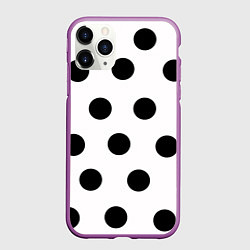 Чехол iPhone 11 Pro матовый Горошeк, цвет: 3D-фиолетовый