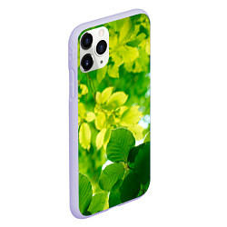 Чехол iPhone 11 Pro матовый Листья, цвет: 3D-светло-сиреневый — фото 2