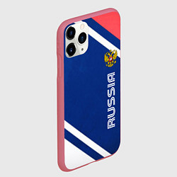 Чехол iPhone 11 Pro матовый RUSSIA SPORT, цвет: 3D-малиновый — фото 2