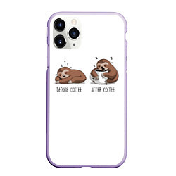 Чехол iPhone 11 Pro матовый Ленивец Coffee