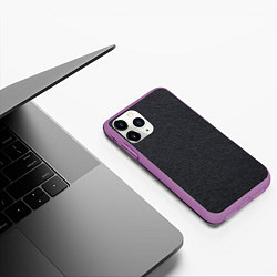 Чехол iPhone 11 Pro матовый Текстура черная кожа рельеф, цвет: 3D-фиолетовый — фото 2